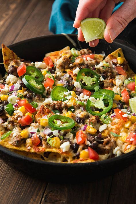 Fully Loaded Nachos with Chorizo, Black Beans, And Corn - Will Cook For Friends Black Beans And Corn, Cook Corn, Nachos Recipe Easy, Beans And Corn, Loaded Nachos, How To Cook Corn, Nachos Recipe, Mexican Dishes, Fajitas