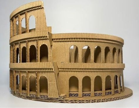 Colosseum Model, Craft Architecture, Architecture Crafts, Ceramic Plates Art, Cardboard City, Greece Architecture, Rome Colosseum, Cardboard Model, Paper Cutout Art