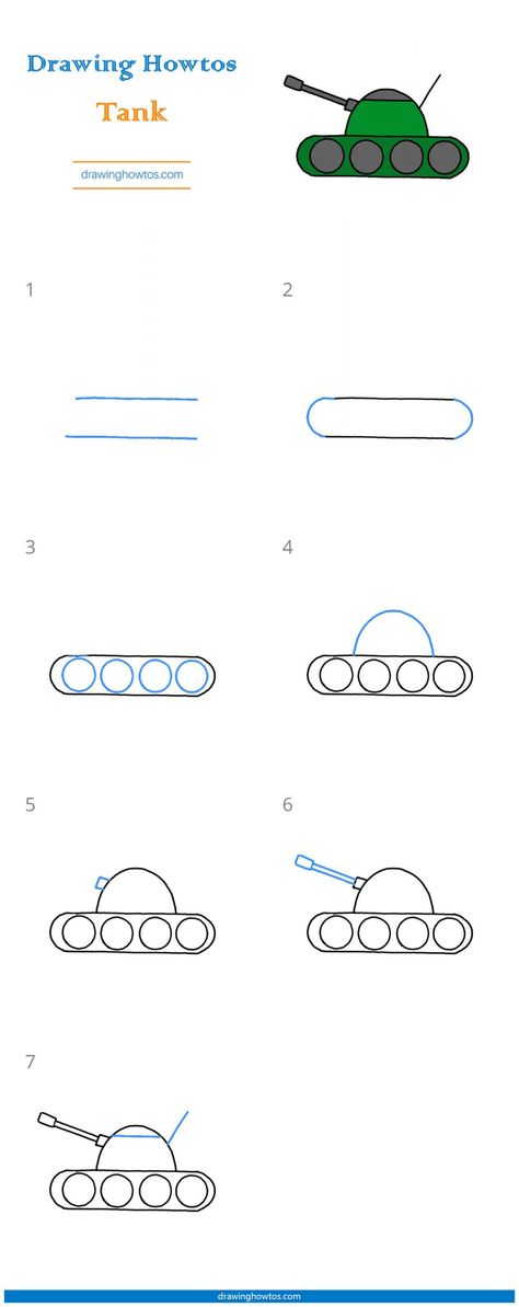 Tank Drawing, Easy Drawing Guides, Drawing Guides, Drawing Guide, Guided Drawing, Easy Drawing, One Image, Step By Step Drawing, Super Simple