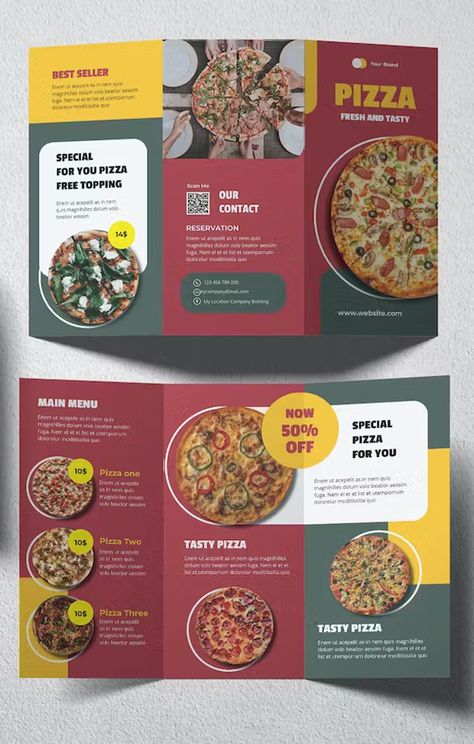 Broucher Ideas Design, Food Brochure Design, Pizza Menu Design, Food Brochure, Restaurant Brochures, Brochure Food, Brochure Design Layouts, Menu Design Inspiration, Brochure Trifold