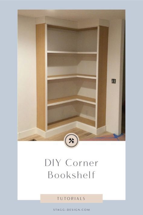 Ikea Corner Bookcase, Fitted Bookcase, Farmhouse Library, Diy Corner Shelf, Corner Built In, Library Corner, Bookshelf Corner, Corner Shelving, Basement Finish