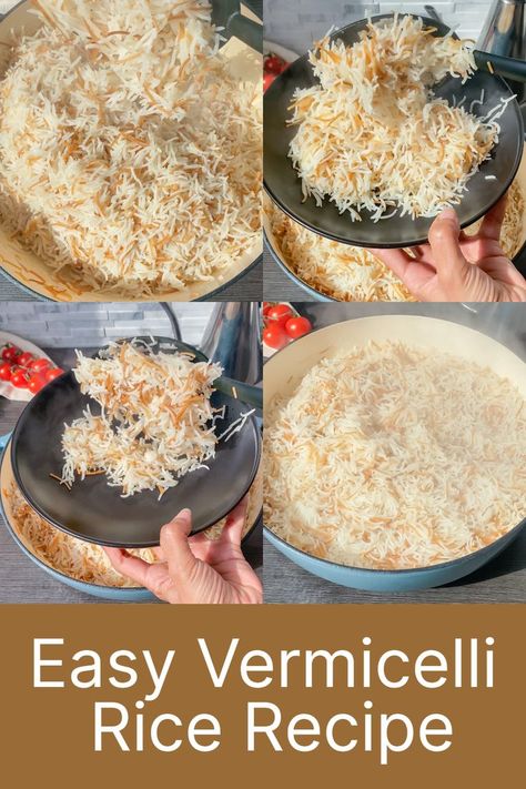 Are you tired of the same old rice dishes and looking for something new and exciting? Look no further than Vermicelli Rice (also known as Lebanese rice), a delicious and easy-to-make rice dish that only requires 5 basic pantry staples to get the dinner ready with minimal fuss. Rice With Vermicelli, Lebanese Rice, Vermicelli Rice, Chicken Roast, Vermicelli Noodles, Rice Dish, Long Grain Rice, Cardamom Powder, Pantry Staples