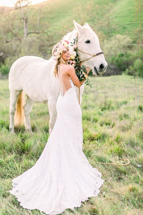 Horse Wedding Photos, Western Style Wedding, Horse Wedding, Field Wedding, San Luis Obispo Wedding, Portrait Shoot, Moon Dance, Fairy Tale Wedding Dress, Bridal Pictures