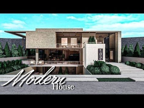 Bloxburg House Ideas Mansion Layout, Modern House Bloxburg, Bloxburg House Build, Welcome To Bloxburg, Modern Suburban House, Industrial House Exterior, Big Modern Houses, Bloxburg Modern House, Bloxburg Beach House