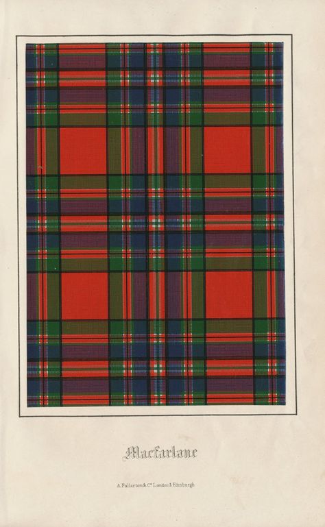 Antique Tartan Print of Clan Macfarlane. 1860 by bananastrudel, $25.00 Andy Murray, Scottish Tartans, Digital Book, Antique Map, Scottish Highlands, Tartan Plaid, Pattern Art, Digital Download Etsy, Edinburgh