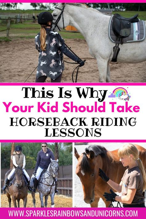 Horse riding is a great activity for kids. Find out 50 benefits that horseback riding can give to your child. There are mental and physical benefits to riding horses, as well as improving character, building life skills, and more! #benefitsofhorseriding #horseridingforkids #kidsridinghorses #horselovingkids #benefitsofhorseridingforkids #sparklesrainbowsandunicorns Horse Riding For Kids, Therapeutic Horseback Riding, Saddle Club, Therapeutic Riding, Boarding Facility, Horseback Riding Lessons, Horse Lessons, Equine Therapy, Horse Info