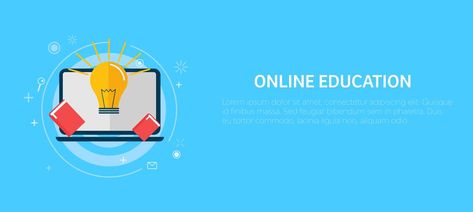 Online education banner. Vector flat illustration Education Illustration, Education Banner, Youtube Banner Backgrounds, Facebook Banner, Youtube Banner, Youtube Banners, Banner Vector, Online Education, Flat Illustration