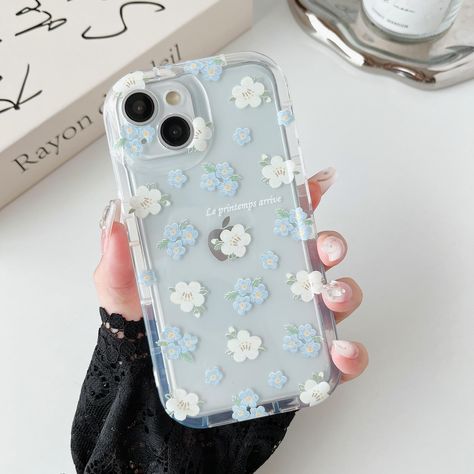 PRICES MAY VARY. 💐【ONLY for iPhone 14】Case ONLY designed for iPhone 14 6.1 inches,support wireless charging, please check your phone model carefully before ordering. Any questions,contact us! 💐【Cute iPhone 14 Flower Phone Case】Vivid floral patterns decorate the iPhone 14 case, making it as pleasant as being in a spring garden. Transparent back design shows your unique taste while keeping the original color of the phone. 💐【Upgraded Drop & Anti-scratch Function】The iPhone 14 phone case with thi Unique Phone Case Design, Iphone 13 Accessories, Iphone 13 Mini Phone Case, Phone Case For Blue Phone, Cute Summer Phone Cases, I Phone 11 Cases, Cute Clear Phone Cases, Clear Iphone Case Ideas, Cute Iphone 12 Cases