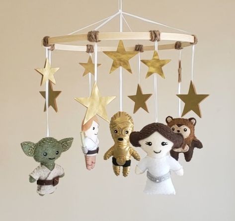 Princess Leia Nursery, Boho Star Wars Nursery, Ewok Nursery, Star Wars Nursery Girl, Star Wars Mobile, Star Wars Baby Nursery, Star Wars Themed Nursery, Star Wars Baby Room, Star Wars Boys Room