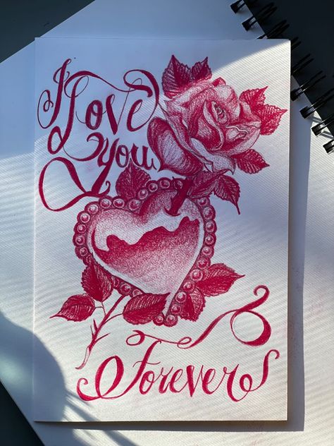 Valentine Drawing, Drawings For Him, Valentines Day Drawing, Chicano Lettering, Drawings For Boyfriend, Cholo Art, Chicano Drawings, Easy Love Drawings, Graffiti Style Art