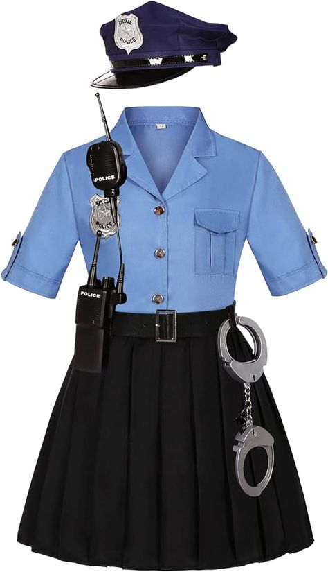 Amazon.com: KAKALVER Police Officer Costume for Kids Police Dress Up for Halloween Party Girl’s Police Gift Role Play : Clothing, Shoes & Jewelry Police Dress Uniform, Kids Police Costume, Police Officer Outfit, Police Dress, Halloween Party Girls, Cop Outfit, Officer Costume, Police Officer Costume, Police Outfit