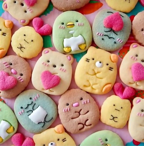 Japanese Cookies, Kawaii Cookies, Kawaii Sweets, Kawaii Dessert, Dessert Packaging, Cute Baking, Cute Snacks, Sumikko Gurashi, Pretty Cookies