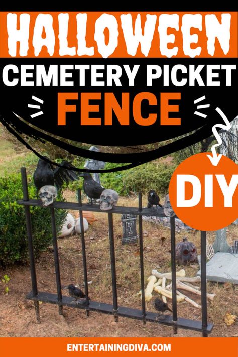 Cemetery Fence Halloween, Diy Halloween Cemetery, Halloween Fence, Haunting Hour, Using Scrap Wood, Halloween Cemetery, Halloween Outdoor Decoration, Outdoor Halloween Decor, Spooky Diy