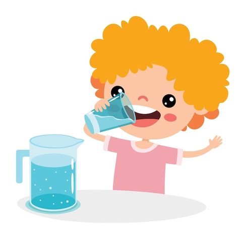 Vector cartoon drawing of drinking water | Premium Vector #Freepik #vector #thirst #thirsty #boy-eating #healthy-kids Thirsty Drawing, Drinking Water Drawing, Drinking Cartoon, Drinking Drawing, Healthy Cartoon, Drinking Illustration, Drink Cartoon, Drink Drawing, Water Cartoon