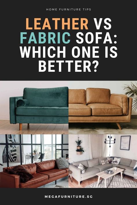 When selecting the right sofa type for your home, leather and fabric sofas are on top of the list of your options. Both have distinct features and qualities that the other one lacks. They have their own advantages and disadvantages which make choosing between the two really tough. To find out which one is better for you, click this link. Types Of Couches Furniture, Leather Sofa With Fabric Sofa, Best Fabric For Sofa, Sofa Texture, Couch Material, Sofa Cloth, Types Of Couches, Furniture Shops, Couch Styling