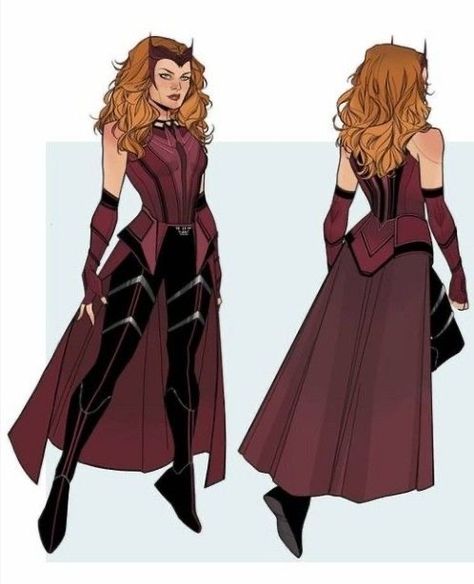 Wanda Vision Outfit Ideas, Scarlet Witch Outfit Art, Scarlett Witch Outfit, Witch Superhero Design, Super Hero Outfits For Women, Scarlet Witch Drawing, Scarlet Witch Outfit, Wanda Maximoff Fanart, Scarlet Witch Fanart