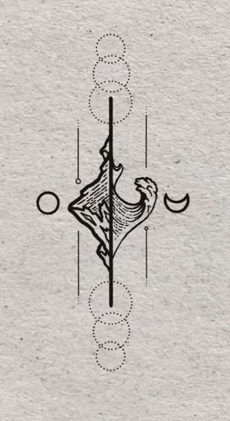 Nature Line Work Tattoo, Vertical Nature Tattoo, Nature Elements Tattoo, Earthy Symbols, Wave Tattoo Arm, Simple Nature Tattoos, Minimalist Nature Tattoos, 03 Tattoo, Earthy Tattoos Nature