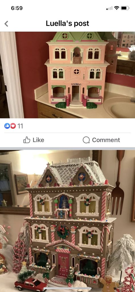 Homemade Gingerbread House, Gingerbread House Designs, Gingerbread Diy, Diy Christmas Village, Gingerbread Christmas Decor, Christmas Dreaming, Dollhouse Christmas, Gingerbread Decorations, Doll House Plans