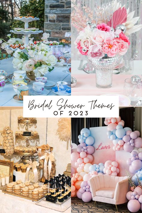 Bridal showers are a time-honored tradition, and in 2023, they are taking on a new level of creativity and excitement with trendy themes that reflect the bride’s personality and interests. From elegant and sophisticated to fun and whimsical, here are the trendiest bridal shower themes of the year that will leave guests in awe and the bride-to-be feeling cherished. Extravagant Bridal Shower Ideas, Luxury Bridal Shower Ideas, 2023 Bridal Shower Themes, 2024 Bridal Shower Trends, Classy Bridal Shower Themes, Bridal Shower Ideas Themed Elegant, Bridal Shower Color Schemes, Bridal Shower Theme Ideas Classy, Bridal Shower Themes 2024