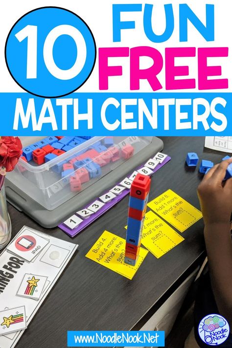 Math centers for kindergarten, first and even second grade students that are fun and FREE! Third Grade Math Centers Free, Easy Math Centers Second Grade, Math Centers 2nd Grade Work Stations, Math Center 2nd Grade, Free Math Centers 2nd Grade, Math Tubs Second Grade, Independent Centers 2nd Grade, Free Math Centers First Grade, Math Centers Second Grade