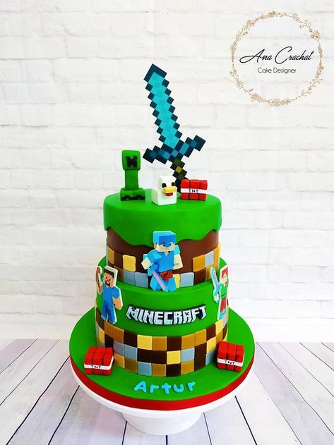 Minecraft Pasta, Minecraft Cake Designs, Cake Minecraft, Minecraft Bday, Minecraft Birthday Cake, Roblox Cake, Minecraft Theme, Cake Designs Images, Minecraft Birthday Party