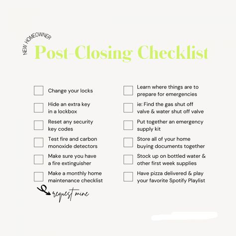 After Closing On A House, Closing On House, Closing Checklist, Moving House Tips, Office Hacks, Real Estate Business Plan, New Home Checklist, First Apartment Checklist, Apartment Checklist