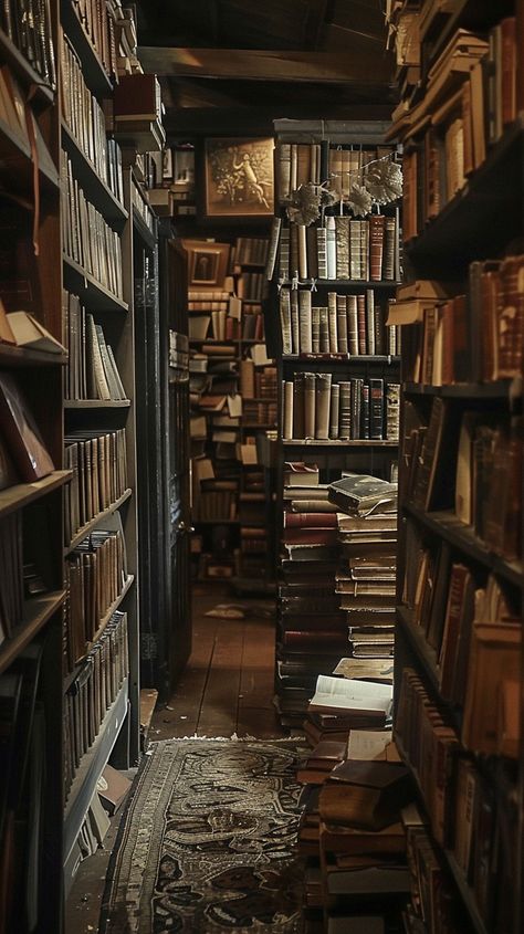 "Vintage Library Nook: A cozy corner of an old #bibliophile filled with shelves stacked high with #antique dusty old books. #reading #libraryinspiration #vintage #booklover #oldworldcharm #aiart #aiphoto #stockcake ⬇️ Download and 📝 Prompt 👉 https://stockcake.com/i/vintage-library-nook_1112921_319237". Old Classic Aesthetic, Old Libraries Aesthetic, Library Vintage Aesthetic, Cozy Book Reading Aesthetic, Library Aisle, Library Aesthetic Photos, Old Vibes Aesthetic, Dark Maximalism Library, Large Library Aesthetic