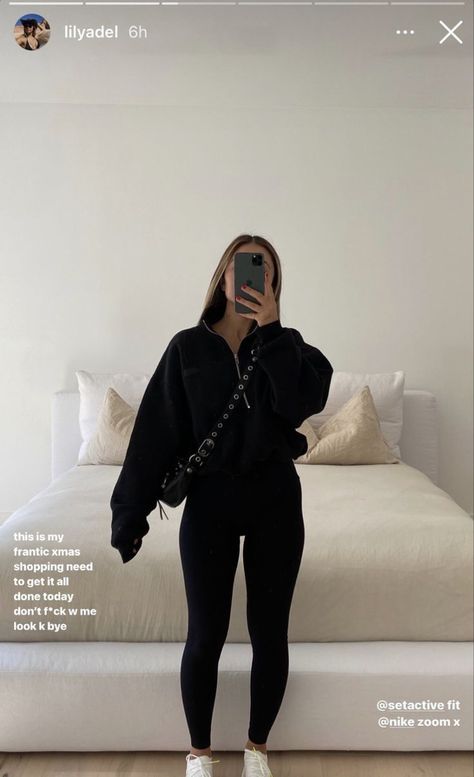 Lily Adel, Black Sweats Outfit, Outfits Leggins, Running Errands Outfit, Leggings Outfit Winter, Styling Outfits, Errands Outfit, Sweats Outfit, Looks Jeans