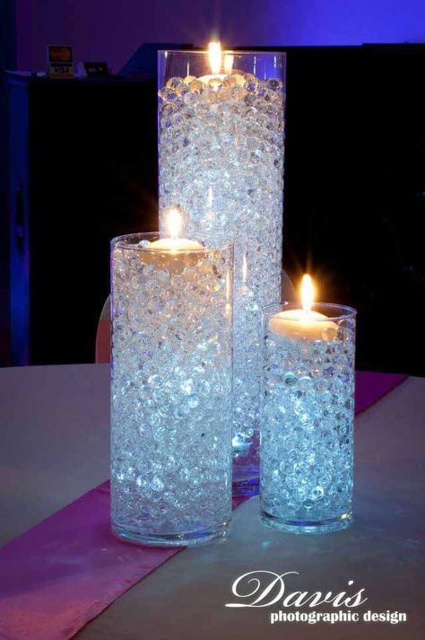 Hindi Wedding, Tall Glass Vases, Candle Decoration, Tafel Decor, בר מצווה, Water Beads, Candle Centerpieces, Floating Candles, Wedding Table Centerpieces