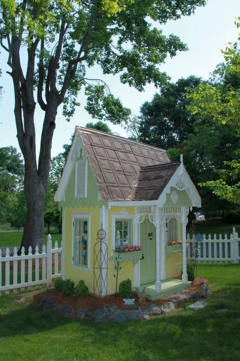 Victorian Dollhouse Victorian Dollhouse Exterior Colors, Diy Cubby House, Victorian Playhouse, Pink Wood Playhouse, Blue Dollhouse Exterior, Victorian Painted Lady Dollhouse, Blue Shed, Cement Patio, Fairytale House