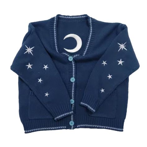 Midnight Cardigan, Midnights Cardigan, Moon Cardigan, Star Cardigan, Moon Sweater, Moon Embroidery, Stars And Moons, Autumn Jacket, Womens Knit Sweater