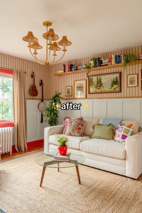 this cozy eclectic living room became a dream come true in three short... | living room | TikTok Alexandra Gater Living Room, Kitchy Living Room, Short Living Room, Cozy Eclectic Living Room, Room Tiktok, Alexandra Gater, 90s Living Room, Cozy Eclectic, Chic Shack