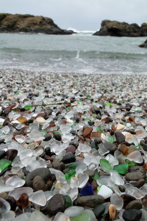 glass beach. Glass Peddel Beach Usa, Glass Pebble Beach, Crystal Beach, Usa Beaches, Glass Beach, Sea Glass Beach, Fort Bragg, Sea Waves, Beach California