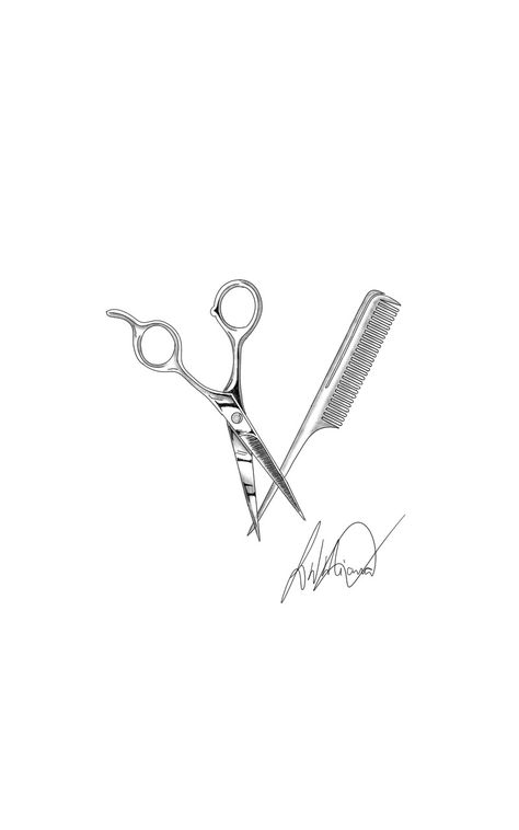 Hairdresser Tattoo Ideas, Tattoos For Hair Stylists, Hairstyles Tattoos Ideas, Hairstylist Hand Tattoos, Scissors And Comb Tattoo, Tattoos For Hairstylist, Hairstylist Tattoos Cosmetology, Small Scissor Tattoo, Hairdresser Drawing