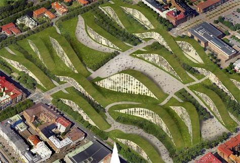 Sweden’s Sweeping Green Roofed Hillside City Green Building Architecture, Modern Eco Friendly Home, Green Roof Design, Plan Image, Earth Sheltered, Residential Building Design, Gothenburg Sweden, Areas Verdes, Landscape And Urbanism