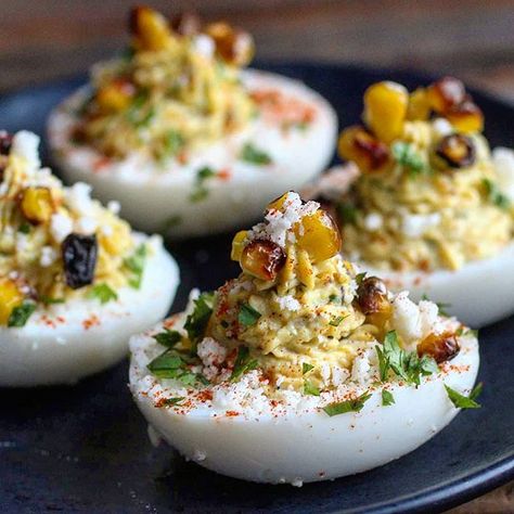 Devilled Eggs Recipe Best, Charred Corn, Deviled Eggs Easy, Mexican Street Corn, Deviled Eggs Recipe, Street Corn, Mexican Street, Sweet Corn, Small Bites