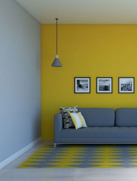 Yellow Walls Living Room, Colour Combinations Interior, Room Paint Designs, Living Room Color Combination, Yellow Decor Living Room, Color Combinations Home, Room Color Combination, Wall Color Combination, Bedroom Color Combination