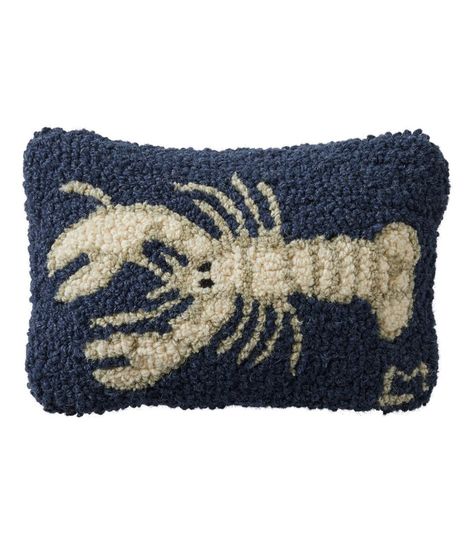 Wool Hooked Throw Pillow, White Lobster, 8" x 12" | Throw Pillows at L.L.Bean Couch Accent Pillows, Pillow For Couch, Hooked Pillow, Sheepskin Throw, Nautical Style, Nautical Fashion, My New Room, Ll Bean, L L Bean