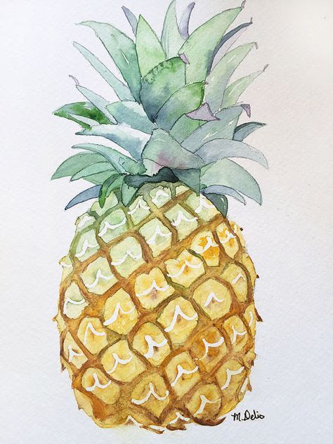 Pineapple Watercolor, Watercolor Pineapple, Watercolor Fruit, Painting Subjects, Dump Cake, Tile Coasters, Watercolor Inspiration, Drawing Tutorials, Drawing Tips