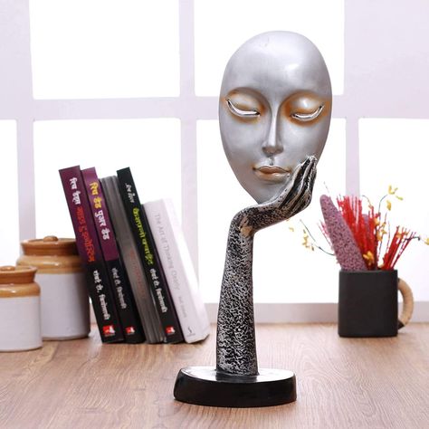 Becooper Handicraft Lady Face Mask Resin Showpiece Sculpture for Living Room Gift,Antique Home Decor Room Tv Unit, Statue Woman, Face Statue, Living Room Antique, Interior Room Decoration, Home Decor Items Online, Interior Decorating Living Room, For Girlfriend, Diwali Decoration Items