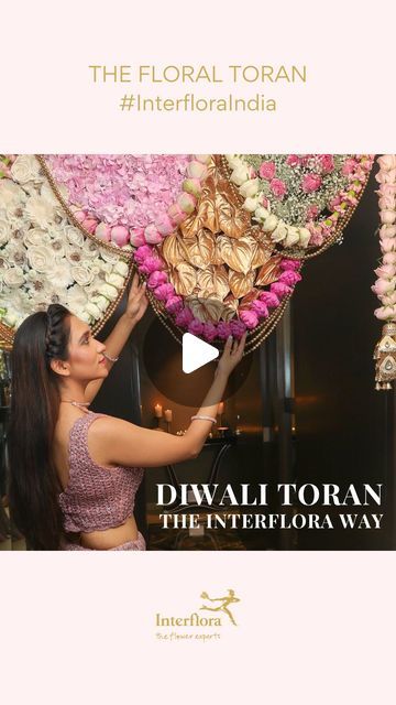 Interflora India on Instagram: "Ready for a Diwali twist? Check out our torans reimagined the Interflora way! 🌼🌹✨ With shola flowers, roses, lotuses, and pearls, these torans add a unique flair to your decor. Get ready to light up your Diwali with Interflora! 🪔🌟 #InterfloraIndia #FloralLuminance #DiwaliWithInterflora Location: @stregismumbai Ladies’ Outfits: @nikita.vishakha Men’s Outfits: @saundhindia Jewels: @rimayu07 #InterfloraReels #FloralReel #DiwaliHamper #DiwaliGifts #DiwaliHampers #Diwali2023 #DIYDecoration #MakeFlowersBloom #FlowerVideo #TrendingReels [Tags: Diwali Gifting 2023 , India , Toran , Flowers , Floral Hampers]" Diwali Flower Decoration, Diwali Flowers, Diwali Toran, Flower Toran, Diwali Decoration Lights, Diwali Hampers, Diwali Gift Hampers, Ladies Outfits, Housewarming Decorations