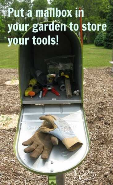 put a mailbox in your garden to store the tools. Adorable and practical. Garden Tool Storage, Have Inspiration, Garden Tool, Veggie Garden, Lawn And Garden, Garden Shed, Raised Garden, Dream Garden, Tool Storage