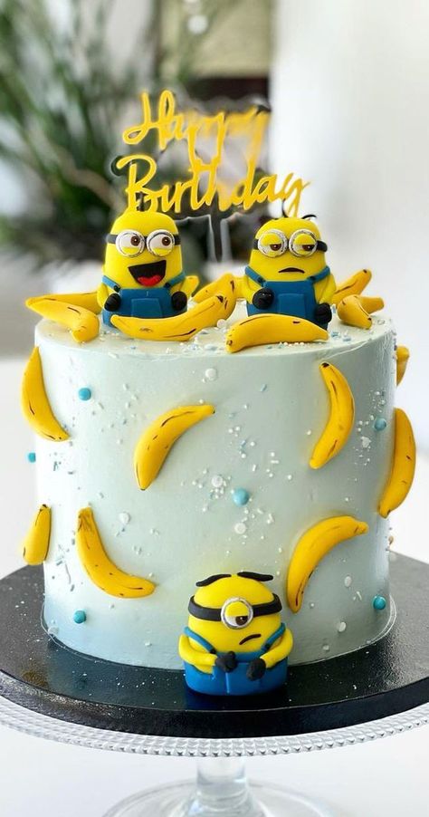 63. Light Blue Minion Cake When you have a special occasion coming up, a celebration cake is one of the most important things that... Minion Cake Ideas, 70 Cake, Cake Ideas For Birthday, Creative Cake Ideas, Birthday Cale, 6th Birthday Boys, Minion Birthday Cake, Paw Patrol Birthday Cake, Animal Birthday Cakes