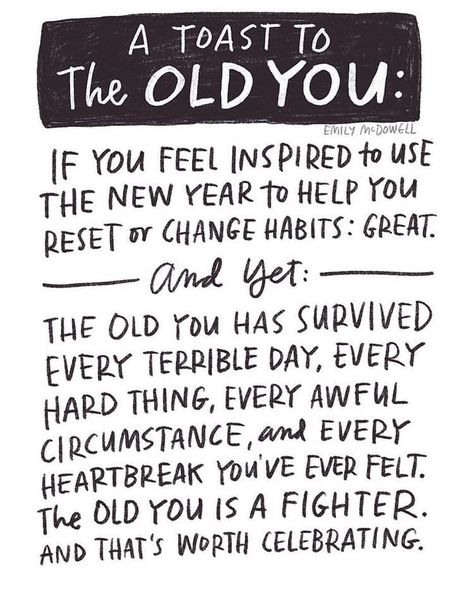 Are you stressed about setting the “perfect” New Year’s resolution? You don’t have to!! You’re awesome!  Remember to be kind to yourself in the New Year (and everyday). The journey we’ve walked makes us who we are. No one is perfect, so chin up friends... Walk proud, be you. You don’t have to change!  Inspiring words by @emilymcdowell_ Self Care Station, Motivational Memes, Year Quotes, Changing Habits, Quotes About New Year, Life Is Hard, Feel Inspired, The Words, Positive Affirmations