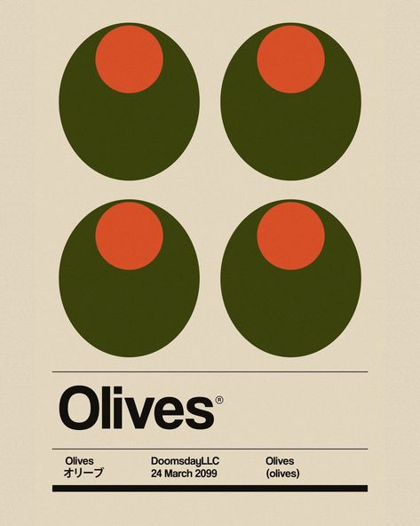 Digitally printed, rolled and packed by me, and shipped via USPS. This is a piece from my cute minimalist food series; this one is four olives. This type of mid century minimalist style decor is perfect for any whimsical, cute, funky space, but i... Minimalist Prints Wall Art, Food Flat Illustration, Minimalist Food Poster, Mid Century Logo Design, Food Logos Design, Mid Century Logo, Olives Illustration, Mid Century Graphic Design, Mid Century Modern Graphic Design