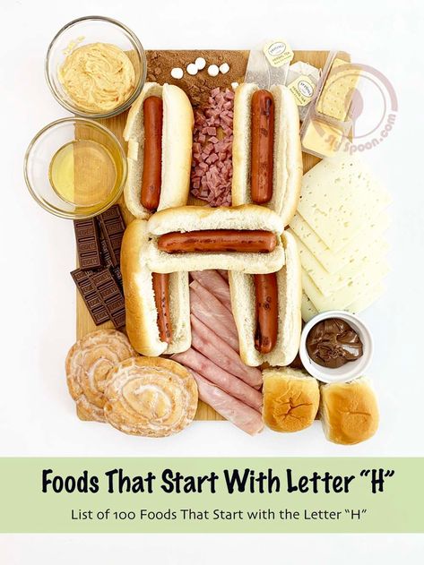 ABC H Foods Charcuterie Board Foods that start with letter H Letter H Snacks For Preschool, Hoagie Sandwiches, Theme Snack, Themed Snacks, Halloween Ice Cream, Honey Wheat Bread, Hostess Cupcakes, Honey Nut Cheerios, Honey Baked Ham