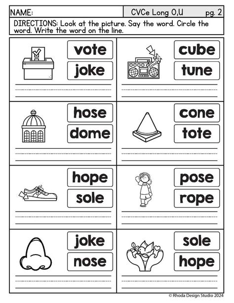 Long O Worksheets, Long U Worksheets: Free CVCe Word Word Long U Worksheets, Long O Worksheets, Long Vowel Worksheets, Digraphs Worksheets, Phonics Worksheets Free, Structured Literacy, Silent E, Cvce Words, Long Vowel