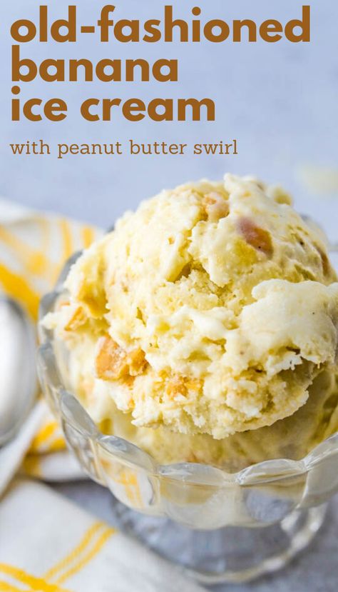 Banana And Peanut Butter Ice Cream, Ice Cream Maker Recipes No Eggs, No Churn Banana Ice Cream, Ice Cream Recipes For Ice Cream Maker, Cuisinart Ice Cream Recipes, Cuisinart Ice Cream Maker Recipes, Custard Ice Cream Recipe, Peanut Butter Banana Ice Cream, Homemade Banana Ice Cream