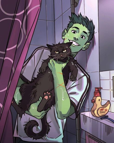 Gabriel Picolo on Instagram: "they adopted a cat 🐈‍⬛ 💫 do you have a name suggestion for him? - #teentitans #art #dccomics #comics #beastboy #raven #pet | Instagram" Gabriel Picolo, Teen Titans Love, Raven Beast Boy, Kami Garcia, Original Teen Titans, Teen Titans Fanart, Teen Titan, Univers Dc, Raven Teen Titans