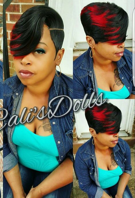 Nice color and cut Short 27 Piece Hairstyles, Short Quick Weave Styles, 27 Piece Quick Weave, Short Quick Weave Hairstyles, 27 Piece Hairstyles, Short Quick Weave, Short Weave Hairstyles, Hairstyles Quick, Black Hair Short Cuts